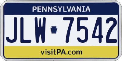 PA license plate JLW7542