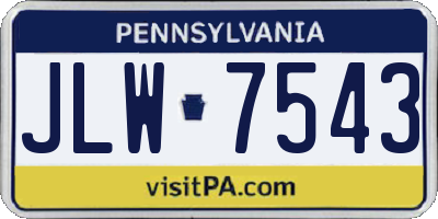 PA license plate JLW7543