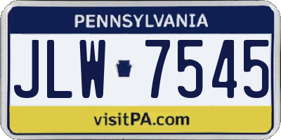 PA license plate JLW7545