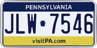 PA license plate JLW7546
