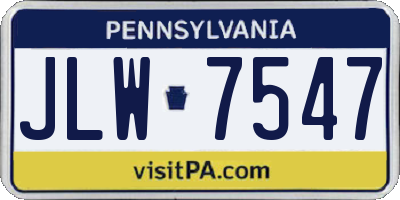 PA license plate JLW7547