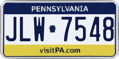 PA license plate JLW7548
