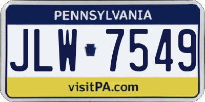 PA license plate JLW7549