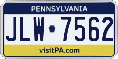 PA license plate JLW7562