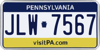 PA license plate JLW7567