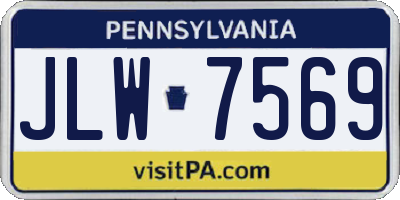 PA license plate JLW7569