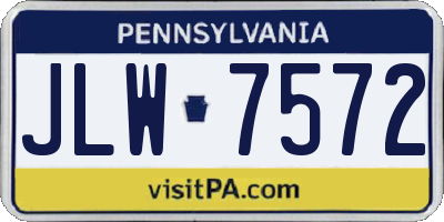 PA license plate JLW7572