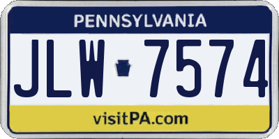PA license plate JLW7574