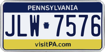 PA license plate JLW7576