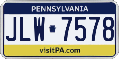 PA license plate JLW7578