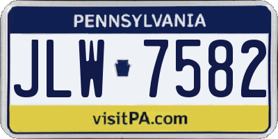 PA license plate JLW7582