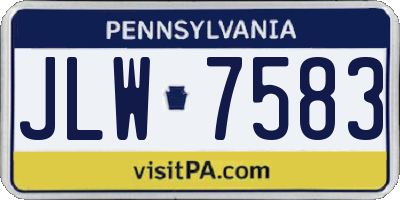 PA license plate JLW7583