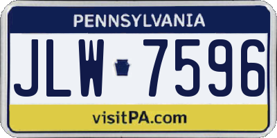 PA license plate JLW7596