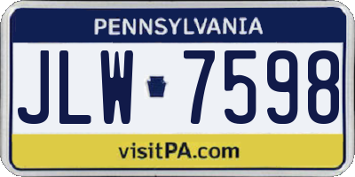 PA license plate JLW7598