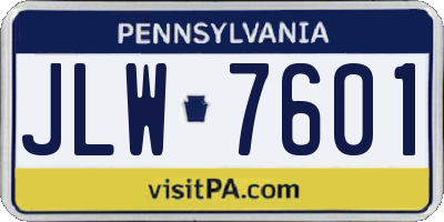 PA license plate JLW7601
