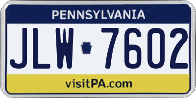 PA license plate JLW7602
