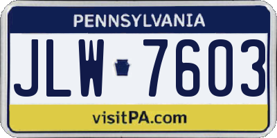 PA license plate JLW7603