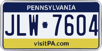 PA license plate JLW7604