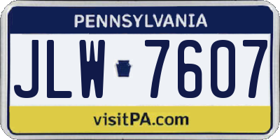 PA license plate JLW7607
