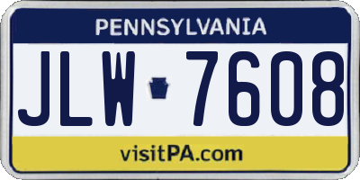 PA license plate JLW7608