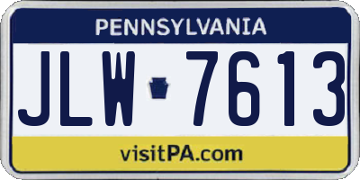 PA license plate JLW7613