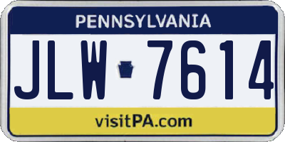 PA license plate JLW7614