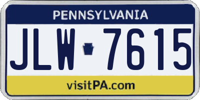 PA license plate JLW7615