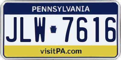 PA license plate JLW7616