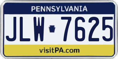 PA license plate JLW7625
