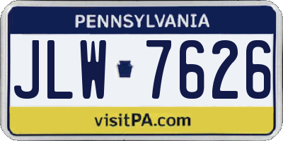 PA license plate JLW7626