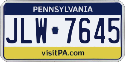 PA license plate JLW7645