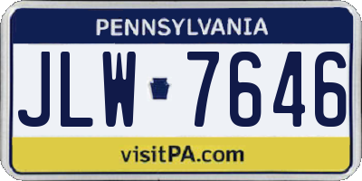 PA license plate JLW7646