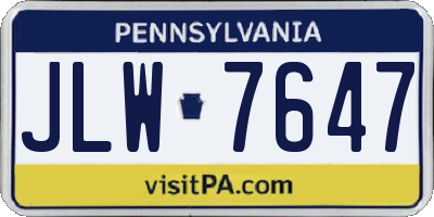 PA license plate JLW7647