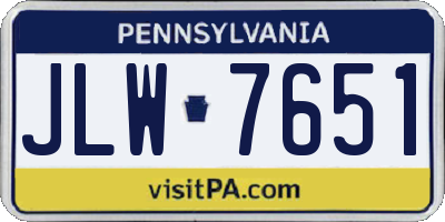 PA license plate JLW7651