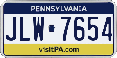 PA license plate JLW7654