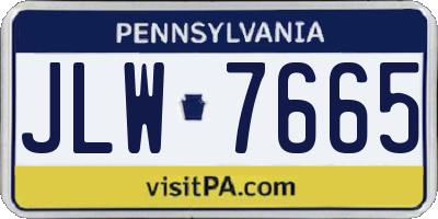 PA license plate JLW7665