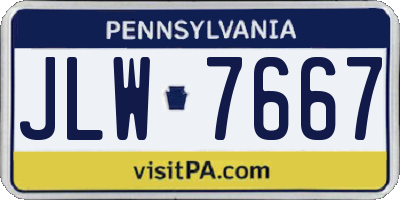 PA license plate JLW7667