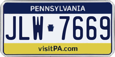 PA license plate JLW7669