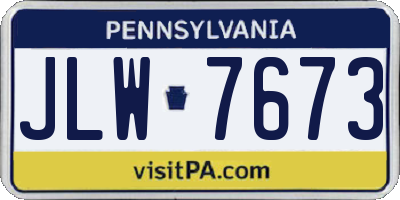 PA license plate JLW7673