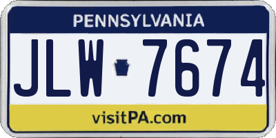 PA license plate JLW7674