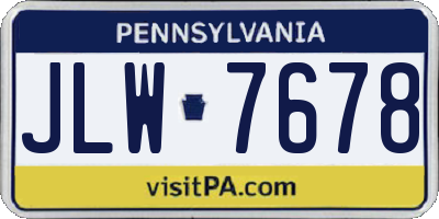 PA license plate JLW7678