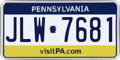 PA license plate JLW7681