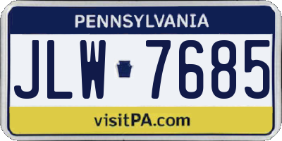 PA license plate JLW7685