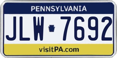 PA license plate JLW7692