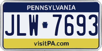 PA license plate JLW7693