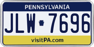 PA license plate JLW7696