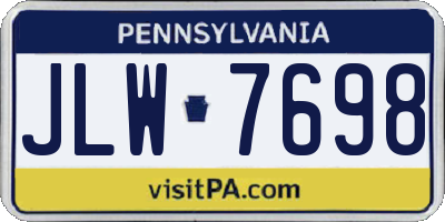 PA license plate JLW7698
