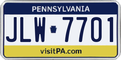 PA license plate JLW7701