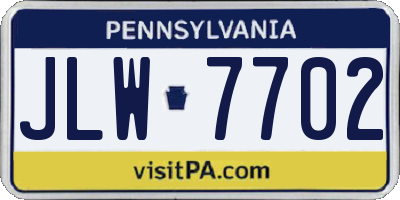 PA license plate JLW7702