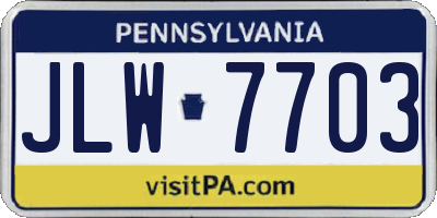PA license plate JLW7703
